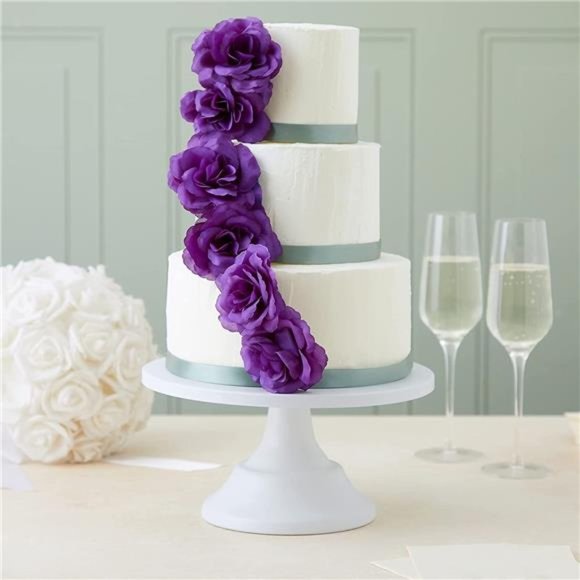 50 Pack Purple Artificial Flower,3 Inch Stemless Silk Cloth Roses for Wall Decor - Picture 3 of 7